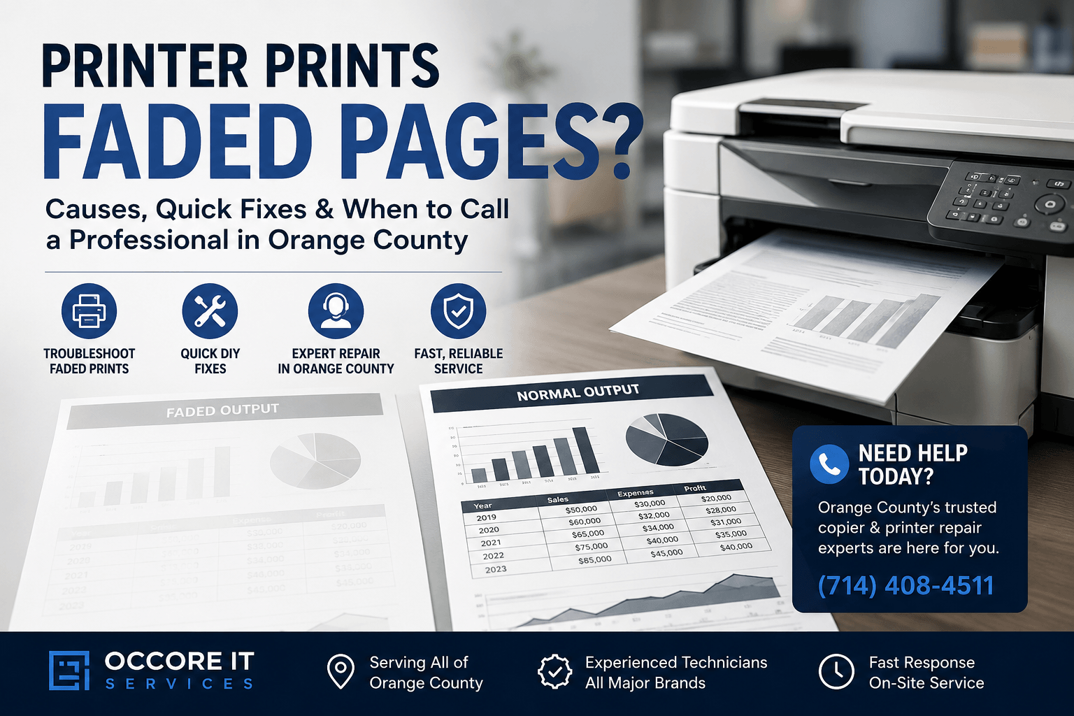 Printer producing faded pages compared with normal print quality
